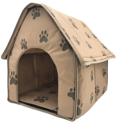 BESPORTBLE Faltbares Haustierzelt mit Kissen Tragbares Hundezelt mit Pfotenmotiv Robustes Indoor hundebett Leicht zu Reinigen Geeignet für Kleine und Mittelgroße Hunde Komfortable