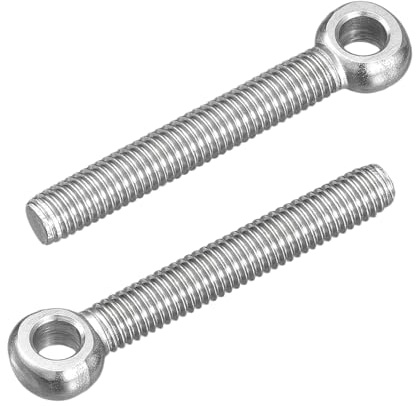 QUARKZMAN 4Pcs M5 x 35mm Pitons a Oeil Levage, 304 Acier Inoxydable Boulon a Epaulement Mobile Anneau de Levage Pitons a Oeil pour Pipeline Gate Valves, Building Steel Pipe Fasteners, Argent