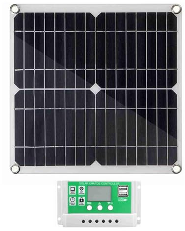SEAFRONT Kit de Panneaux Solaires Monocristallins de 20 Watts avec Contrôleur de Charge PWM 10 A pour Camping-cars et Systèmes Hors Réseau (Contrôleur 60A)