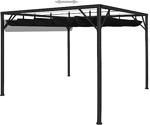 Generico Gazebo da Giardino con Tetto a Scomparsa 3x3 m Antracite,Prato e Giardino,Vita all'aperto,Strutture da Esterno,Baldacchini e gazebo-47954