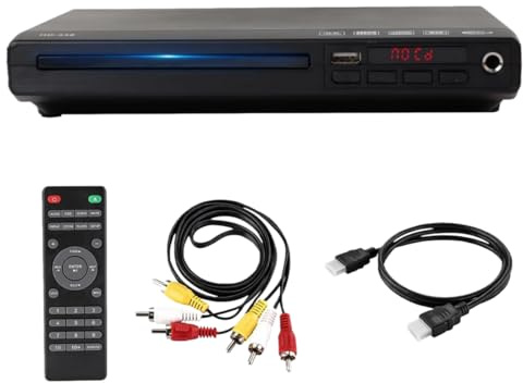 XUMIUZIY Lecteurs DVD pour TV avec HDMI, Lecteurs CD/DVD Compacts 1080P Gratuits pour Smart TV, avec Télécommande et Port Micro HDMI/AV/USB/6,5 Mm, Prise en Charge du Système NTSC/PAL (1080P)