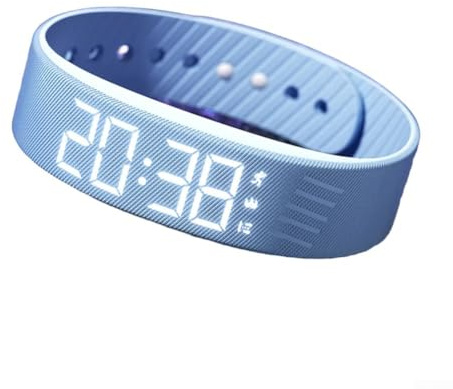 Smart Alarm Clock Watch with Calorie Tracking and Stopwatch Functions, Silent Vibration for Wake Up, IP65 Water-Resistant Fitness Band for Men Women(Blue)