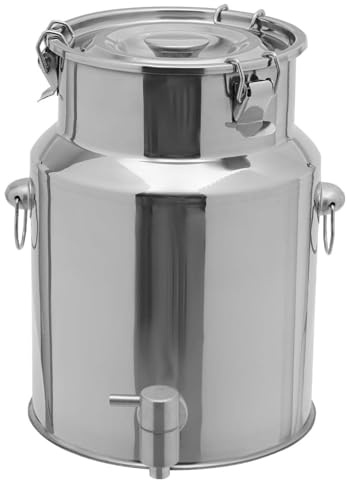 Bidon INOX 5 litres avec Robinet Seau INOX avec Couvercle Bidon Hermétique-Seau De Cuisine avec Couvercle-Seau De Rangement pour Le Riz, La Farine, Les Céréales,Capacity-5Liters