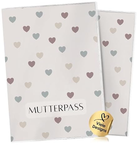 cozy racoon 3-teilige Mutterpasshülle für den Deutschen Mutterpass | Hochwertige Hülle für deinen Mutterpass | Design Kleine Herzchen (ohne Personalisierung)