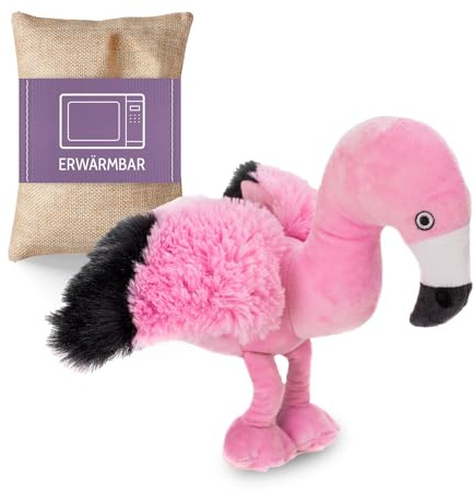 Habibi Premium Wärmekissen/Stofftier f. Kinder u. Erwachsene - 1845 Flamingo, herausnehmbare Hirsefüllung - Wärmekuscheltier zum Erwärmen in der Mikrowelle/Backofen, ideal auch für Babys