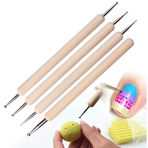 Oulensy 4pcs / Set Holz Werkzeuge 4 Kugel Stylus Polymer Clay Keramik Keramik Modellierungswerkzeuge DIY Fertigkeit Sculpting