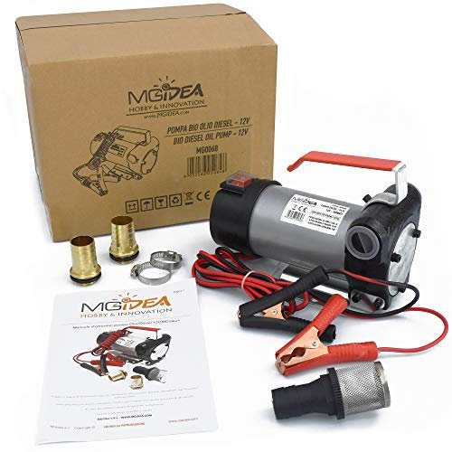 Pompa BIO Olio Diesel ASPIRAZIONE TAGLIANDO Auto Motore GASOLIO 12V 160W Portatile TRAVASO Liquido 40 LT/MIN in Metallo con PINZE Corrente E Accessori