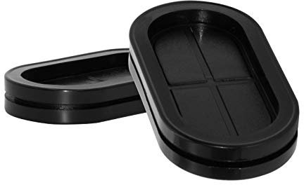 Flyshop Double-Sided Oval Cable Grommets Synthetic Rubber Grommet Drill Hole Plug Wire Protector, Black, 4-Pack (Hole Size 26 x 55 mm, 1-1/32 x 2-11/64)