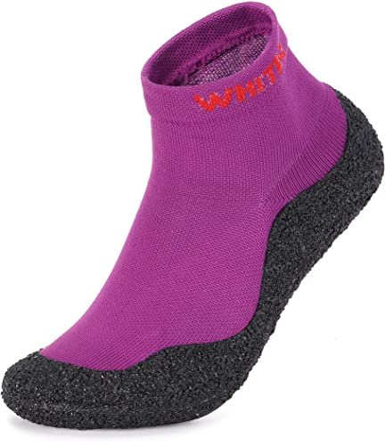 WHITIN Socks that Look Like Shoes Slipper Dance Sock for Women Minimalist House Tennis Driving Indoor Yoga Ballet Size 9 Ladies with Rubber Soles Sockshoes Purple