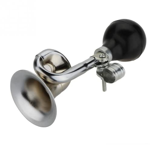 NAQ Retro Metall Fahrradhupe Ballhupe Fahrradglocke Laut Vintage Fahrrad Horn für Mountainbike mit schwarzem Gummiball Posthorn Kinder Klingel Fahrrad mit Verstellbarer Schelle (Silber)