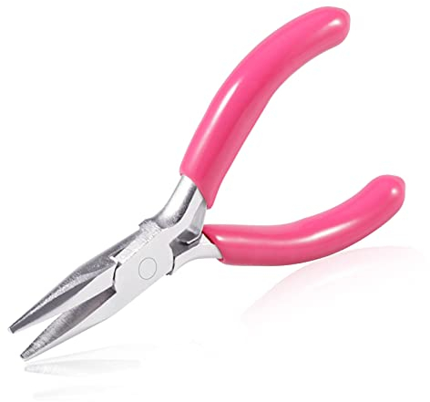 SPEEDWOX Mini pince à bec long de 7,6 cm avec poignée en PVC rose, pince à bijoux pour la fabrication de bijoux en perles, emballage de fils, bricolage, loisirs créatifs