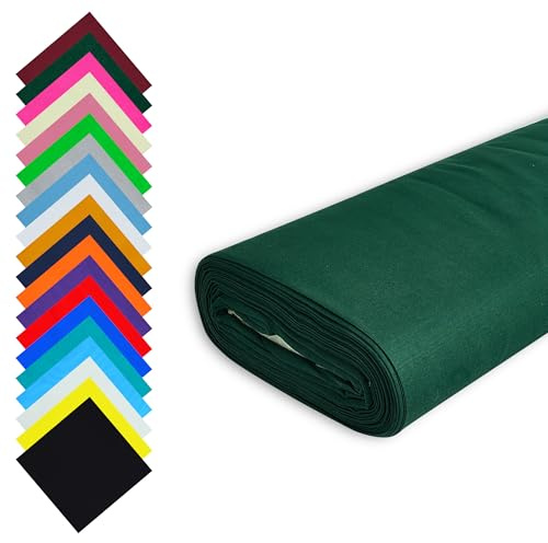 Fashion Track Green Fabric Cotton by The Metre UK - 58 Inches / 147.5 cm Wide - 100% Cotton Fabric Plain - 60 Square - Available in 20 Colours and 5 Sizes (1 Metre, Bottle Green)