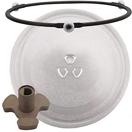 WORDFUN Mikrowelle Drehteller, Mikrowellenplatte Ersatz, Mit 3 Fixierern, Hitzebeständigkeit, Mikrowellenteller, Gleichmäßig Beheizt, Ring Drehteller Halter, Mikrowelle Drehscheibe