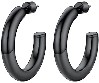 PROSTEEL Hoops örhängen för kvinnor, 30/40/60/80 mm, rostfritt stål/guldpläterad/svart-skicka presentask
