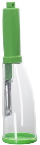 hobbyme Pelaverdure con contenitore, pelapatate da cucina con lama affilata in acciaio inox, verde