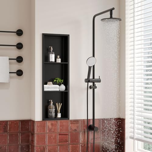 Neodrain Wandnische Dusche Edelstahl Dreifach-Duschnische Wandnische Lagerung für Badezimmer 90x30 cm, Schwarz