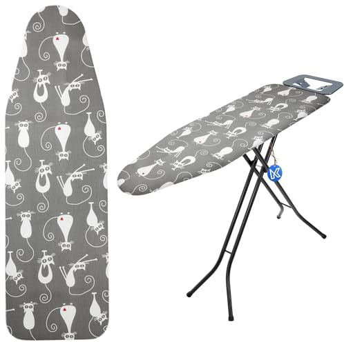 KADAX Funda para tabla de planchar con cordón, funda de algodón para plancha de vapor, funda de repuesto con almohadilla de esponja (gatos 148 x 52)