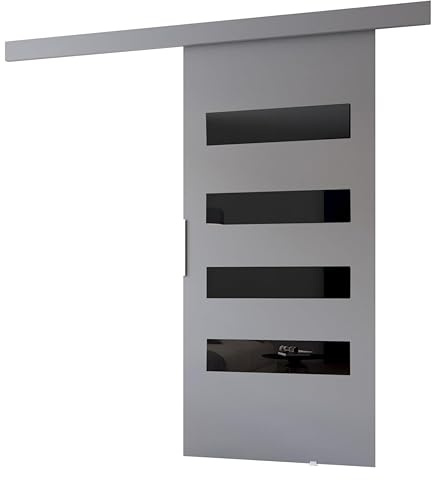 MINIO go for it - Schiebetür Komplettset CLEAN F Schiebetüren 96 cm Breit | Wandmontage, Schiebetürsystem, Zimmertüren - Grau Matt