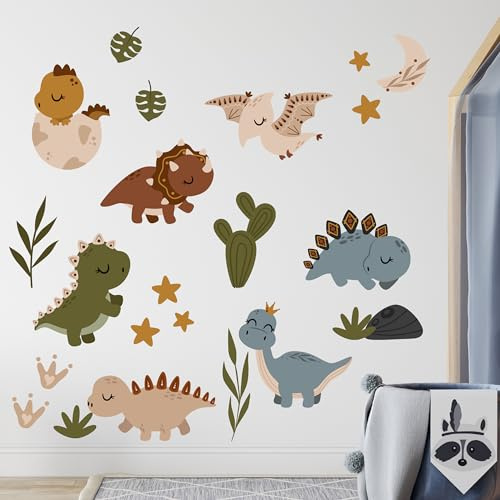 GRAZDesign Wandtattoo Dino Set Kinderzimmer für Jungen und Mädchen, Wandsticker Dinosaurier - 100x57cm