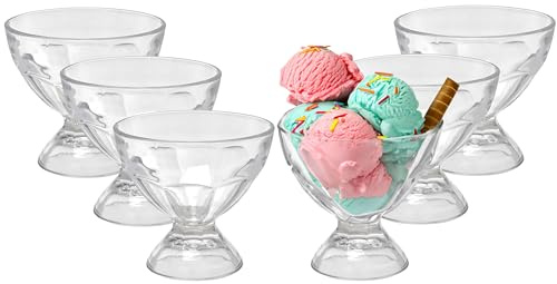 6-tlg. Set Eisbecher aus Glas mit Fuß - (320 ml - 11,5 x 11,5 x 10,5 cm) | Eisschalen aus Glas - Dessertschale aus Glas - Glasschalen für Dessert - Puddingschale - Eisgläser - Schalen für Eiscreme