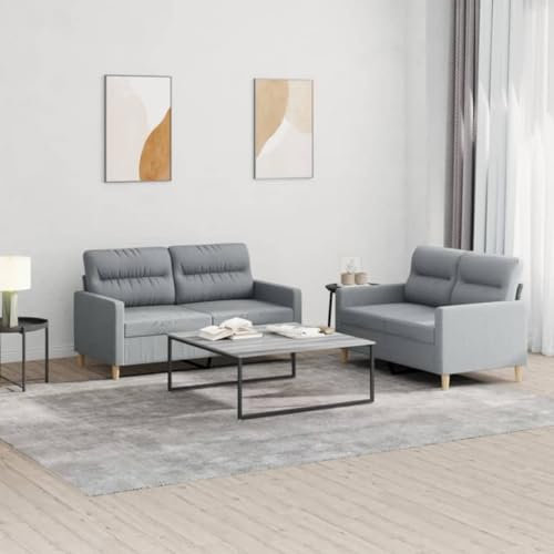 ZEYUAN 2-TLG. Sofagarnitur mit Kissen Hellgrau Stoff, Sofas & Couches, Sofa Wohnzimmer, Sofa Für Jugendzimmer, Relaxsofa, Sofa Für Schlafzimmer, Polstersofa - 3201568