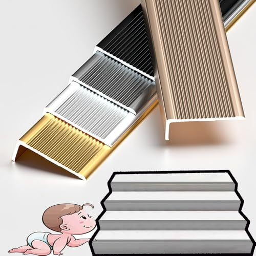 ZYXQQJ Treppenkante Treppenwinkel Breite 30/40/50/70/100mm Treppenkantenprofil In L-Form Aluminium Stufenkantenprofil Schwarz Silber Gold Grau ﻿(Gold,50mmx30mm)