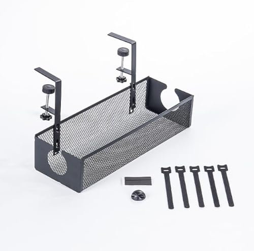 auvstar Organizador Cables,Bandeja Portacables de Acero al Carbono para Debajo del Escritorio,Recoge Cables Mesa Escritorio,Instalación Rápida,Uso Doméstico,Oficina Cable Management(Negro)