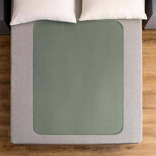 LVYUDS 4 Lagen Stoff Inkontinenzauflage Wasserabsorption Auslaufsicher Inkontinenzunterlage Waschbar Kein Farbverlust ältere Menschen Inkontinenz Bettunterlage Atmungsaktiv(GrüN,60x80cm)