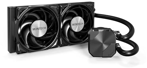 MONTECH HyperFlow Silent 240 Black – Ultra-Quiet AIO Liquid CPU Cooler, 3100RPM Pump, Triple Silent Fans, High-Efficiency Radiator for Superior Heat Dissipation, Intel & AMD Compatible, ARGB-Free