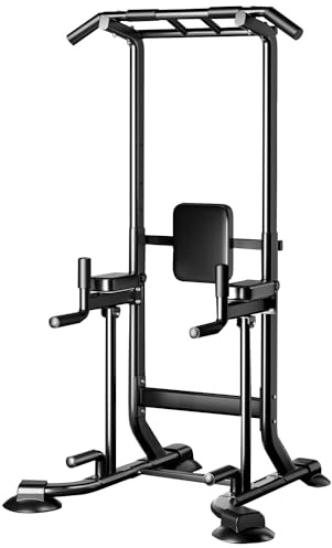 Power Tower, stazione multifunzione per trazioni e immersioni, attrezzatura per allenamento della forza, carico massimo 299,4 kg, sistema fitness domestico, altezza regolabile, design durevole