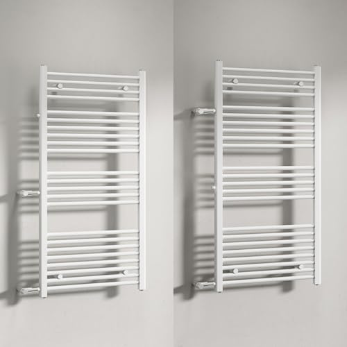 WITEN&NOCK handtuchheizkörper Badheizkörper 1200x 500 mm Designheizkörper Heizkörper Seitenanschluss Nabenabstand 500 mm 900 mm Handtuchtrockner Handtuchwärmer gerade weiß