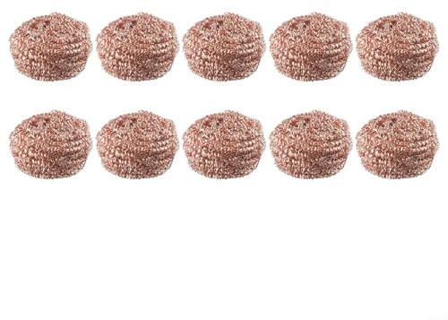 Packung mit 10 kupferbeschichteten Topfreinigerkugeln für robuste Reinigung mit Eisenspitzen