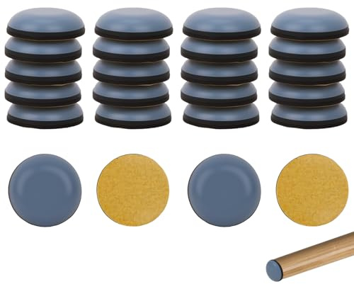 Patins Glisseurs pour Meubles, 24pcs 22mm Patin Teflon pour Chaises Tampon Auto-Adhésif Planeur Patins Coulisses de Meubles Lourds pour Pied de Chaise Canapé Bureau Table, Rond