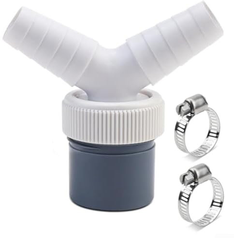 PVC Drain Pipe Y Adapter Double Connection Fitting For Dishwasher Washing Machine With 18-24mm Inlet 40mm Outlet And Mounting Clamps(Double Connection Y)