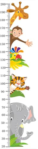 Wandtattoo für Kinder, 190x37cm, Tapete Giraffe Affe Elefant Tiger, Wandsticker Kinderzimmer, Wandaufkleber Kids Messlatte Height, Geeignet für Wände in Schlaf und Wohnzimmern