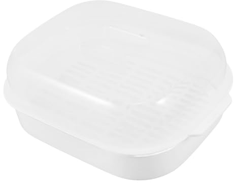 POPETPOP Vaporera Para Microondas Para Verduras y Pescado Placa De Cocinar Con Tapa Transparente Utensilios De Cocina Para Microondas Comida De Olla Vaporera
