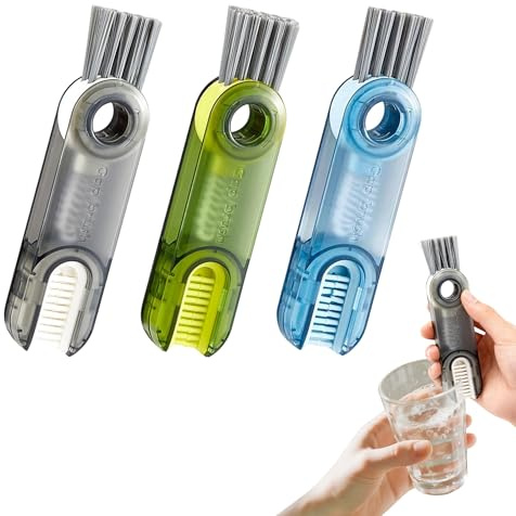 3Pcs 3 in 1 Multifunctional Cleaning Brush Tiny Bottle Cup Lid Detail Brush Bottle Cleaner Brush Mutipurpose Tiny Silicone Cup Holder Cleaner Water Bottle Cover Detail Crevice Brushes
