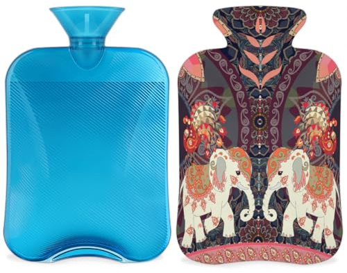 Borsa dell'acqua calda con coperchio, 2 l, per alleviare il dolore, collo morbido e spalle, mani e piedi, impacco caldo e freddo, per adulti e bambini