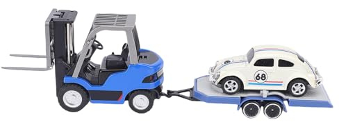 CCYLEZ Carrello Elevatore Telecomandato in Scala 1/64, Carrello Elevatore RC a 2,4 GHz in Scala 1:64, Giocattolo per Veicoli da Costruzione RC in Lega Trasformabile 2 in 1 con (blu scuro)