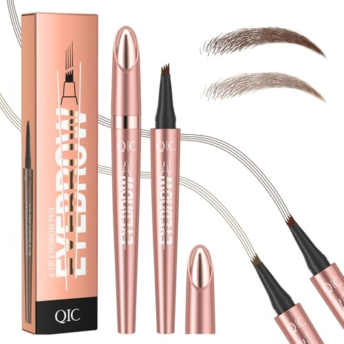 2 Stück Microblading Augenbrauenstift Härchenzeichnung 3D,Eyebrow Pencil | Augenbrauenstift mit 4 Mikrogabelspitzen Dunkelbraun und Hellbraun,Langlebig, Kann Leicht Natürliche Augenbrauen