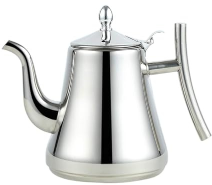 Premium Edelstahl Gänsehalskessel mit Infusor - Ideal für Präzises Eingießen, Perfekt zum Brühen von Tee und Kaffee(Silver,1.5l)