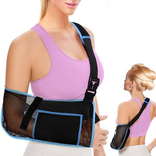 VISKONDA Mesh Arm Sling Shoulder Immobilizer for Men Women,Breathable Adjustable Support for Rotator Cuff,Reversible Left Right Hand,Shower Use,Stabilizes Elbow,Arm,Wrist,Clavicle Injury(Medium)
