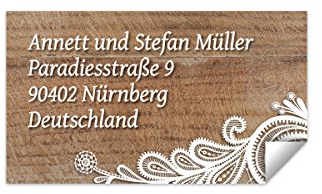 20 x Hochzeit Absenderaufkleber Adressaufkleber Etikett Label - Rustikal mit weißer Spitze