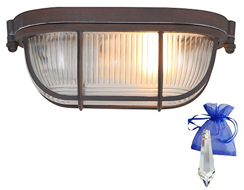 Wandleuchte in Optik Rost-Braun, 21 cm lang, im Vintage-Design mit E27-Fassung für Wand- und Deckenmontage - Perfekt als Design-Element oder für den Keller geeignet - Modell 1340B