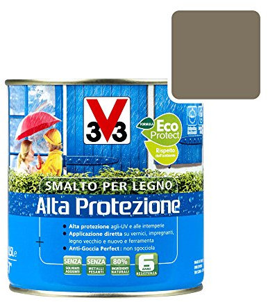 V33 Smalto Per Legno Alta Protezione 0,5 Lt - Grigio Antico