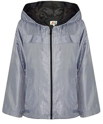 A2Z 4 Kids Barn Flickor Jackor Regnjacka Lättvikt KAG MAC - Raincoat Jacket 449 Silver 11-12
