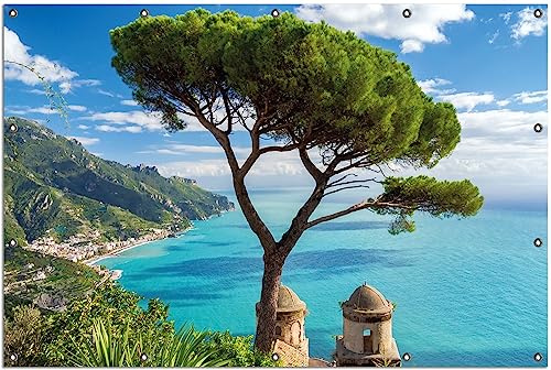 Wallario Outdoor-Poster für Garten oder Balkon Italienische Küste, Motivbanner Größe: ca. 120 x 180 cm, Outdoor-Bild