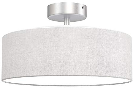 BRILONER - Deckenlampe mit Lampenschirm aus Stoff, E27 Fassung, max. 40 Watt, Deckenleuchte, Lampe, Wohnzimmerlampe, Schlafzimmerlampe, Küchenlampe, Deckenbeleuchtung, 30x16 cm, Weiß