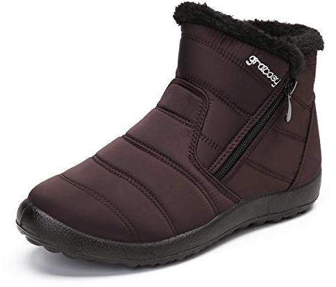 gracosy Botas de nieve cálidas, botines de invierno para mujer, antideslizantes, con forro de piel, impermeables, para exteriores