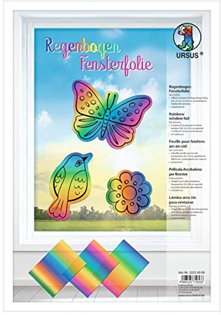 Ursus Regenbogenfensterfolie A4 (3 Blätter, 23 x 33 cm, Statisch-haftend)